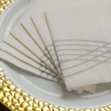 White Silver Airlaid Linen-Feel Paper Cocktail Napkins, Disposable Beverage Napkins Silver Foil