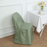 Dusty Sage Green Polyester Folding Chair Cover, Reusable Stain Resistant Slip On Chair Cover