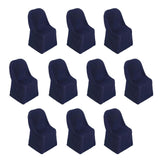 10 Pack Navy Blue Polyester Folding Chair Covers, Reusable Stain Resistant#whtbkgd