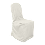 Ivory Polyester Banquet Chair Cover, Reusable Stain Resistant Slip On Chair Cover#whtbkgd