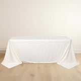 90x132inch Ivory Premium Scuba Rectangular Tablecloth, Wrinkle Free Polyester Seamless