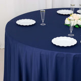 120inch Navy Blue Premium Scuba Wrinkle Free Round Tablecloth, Scuba Polyester Tablecloth