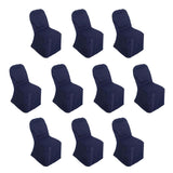 10 Pack Navy Blue Polyester Banquet Chair Covers, Reusable Stain Resistant Slip On Chair Covers