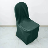 10 Pack Hunter Emerald Green Polyester Banquet Chair Covers, Reusable Stain Resistant Slip On Chair