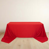 90x156inch Red Premium Scuba Wrinkle Free Rectangular Tablecloth, Seamless Scuba Polyester