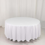 108" White Premium Scuba Round Tablecloth, Wrinkle Free Polyester Tablecloth