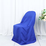 Royal Blue Polyester Folding Chair Cover, Reusable Stain Resistant Slip On Chair Cover