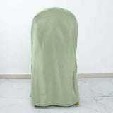 Sage Green Polyester Banquet Chair Cover, Reusable Stain Resistant Slip On Chair Cover