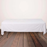 60"x102" White Premium Scuba Wrinkle Free Rectangular Tablecloth, Scuba Polyester Tablecloth