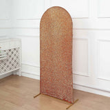 5ft Gold Shimmer Tinsel Spandex Chiara Backdrop Stand Cover Fitted Round Top Wedding Arch