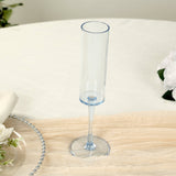 6 Pack 6oz Transparent Dusty Blue Sleek Reusable Plastic Wine Mimosa Glass Goblet