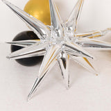 5 Pack Large Metallic Silver 14-Point Starburst Foil Balloons, 27" Fireworks Star