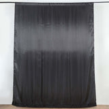 8ftx10ft Black Satin Formal Event Backdrop Drape, Window Curtain Panel