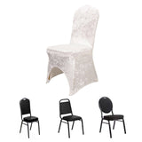 White Crushed Velvet Spandex Stretch Wedding Chair Cover With Foot Pockets - 190GSM