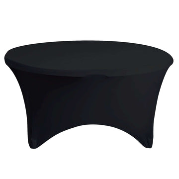 Stretch Spandex 5ft Round Tablecloth Black - Durable Form-Fitting Table Cover