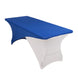 Royal Blue White Cross Over Stretch Spandex Table Cover 6ft Rectangular Fitted Tablecloth