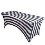 6ft Black / White Spandex Stretch Fitted Rectangular Tablecloth