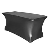 6FT Metallic Black Rectangular Stretch Spandex Table Cover