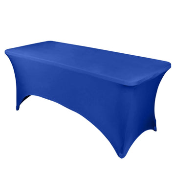 Stretch Spandex 96"x30" Rectangle Table Cover Royal Blue - Durable Form-Fitting Tablecloth