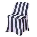 Black and White 2inch Striped Spandex Stretch Fitted Folding Chair Cover