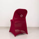 Burgundy Spandex Folding Chair Covers with Silver Rhinestone Buckled Sash Band