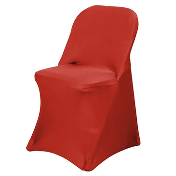 Stretch Spandex Chair Cover Red for Folding Chairs - Reusable & Wrinkle-Resistant 160GSM Fitted Slipcover