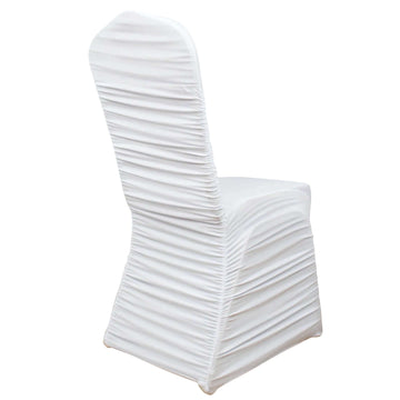 Stretch Spandex Chair Cover Rouge for Banquet Chairs White - Sleek Fitted Slip-On Slipcover for Weddings & Gatherings