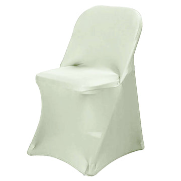 Stretch Spandex Chair Cover Sage Green for Folding Chairs - Reusable & Wrinkle-Resistant 160GSM Fitted Slipcover