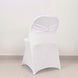 White Spandex Folding Chair Covers with Silver Rhinestone Buckled Sash Band