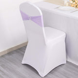 5 Pack | Lavender Lilac Spandex Stretch Chair Sashes with Silver Diamond Ring Slide Buckle