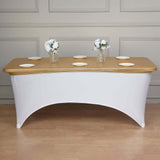 Metallic Gold Spandex Stretch Fitted Banquet Table Top Cover 6ft Wrinkle Free Fitted Table Cover