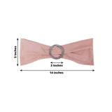 5 pack | 5Inchx14Inch Dusty Rose Spandex Stretch Chair Sash with Silver Diamond Ring Slide Buckle