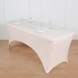 Blush Stretch Spandex Rectangle Tablecloth 6ft Wrinkle Free Fitted Table Cover