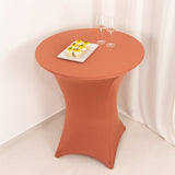 Terracotta (Rust) Highboy Spandex Cocktail Table Cover, Fitted Stretch Tablecloth