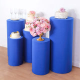 Set of 5 Royal Blue Cylinder Stretch Fitted Pedestal Pillar Prop Covers