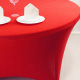 Stretch Spandex 5ft Round Tablecloth Red - Durable Form-Fitting Table Cover