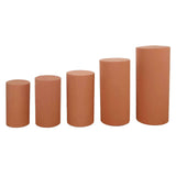 Set of 5 Terracotta (Rust) Cylinder Stretch Fitted Pedestal Pillar Prop Covers