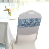 5 Pack | Dusty Blue Satin Rosette Spandex Stretch Chair Sashes | 6x14inch