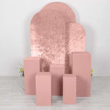 Set of 5 Dusty Rose Rectangular Stretch Fitted Pedestal Pillar Prop Covers