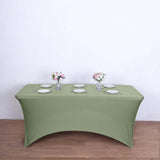 6ft Eucalyptus Sage Green Spandex Stretch Fitted Rectangular Tablecloth