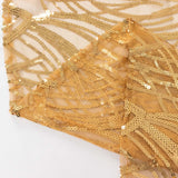 120inch Gold Wave Mesh Round Tablecloth With Embroidered Sequins