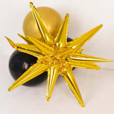 5 Pack Metallic Gold 14-Point Starburst Mylar Foil Balloons, 22" Fireworks Star Explosion Party Ball