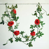 6ft | Red Real Touch Artificial Rose & Leaf Flower Garland Vine