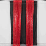 2 Pack Red Sequin Event Curtain Drapes with Rod Pockets, Seamless Backdrop Event Panels