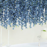 42inch Silk Hanging Wisteria Flower Garland Vines in Dusty Blue, Elaborated 5 Full Strands