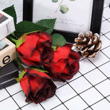 31inch | 24pcs Red, Black Tip Long Stem Artificial Silk Roses Flowers