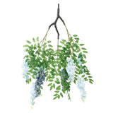 55" Artificial Silk Wisteria Vine Round Hanging Canopy in Dusty & Light Blue,Draping Garland#whtbkgd