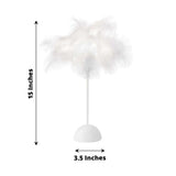 15inch White Feather LED Table Lamp Wedding Centerpiece, Battery Operated Cordless Desk Light