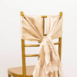 5 Pack Beige Curly Willow Chiffon Satin Chair Sashes