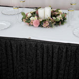 21FT Black Premium Pleated Lace Table Skirt